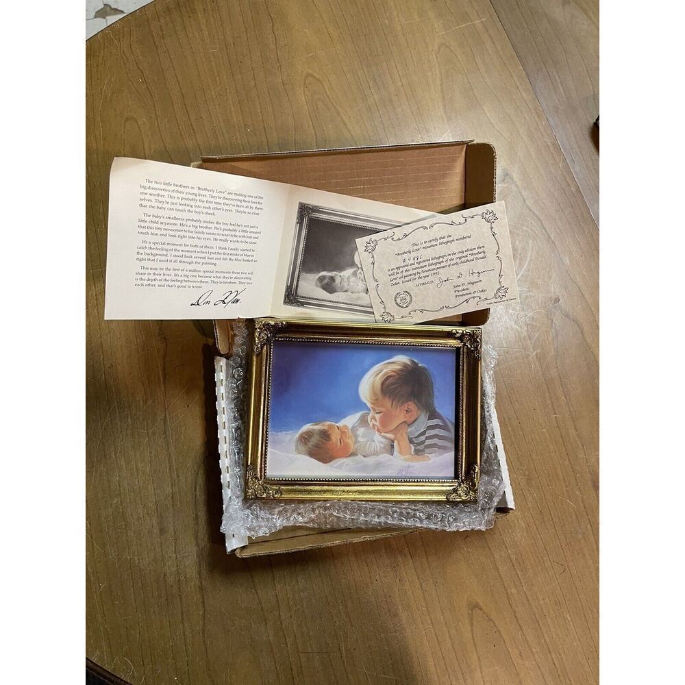 Vintage Donald Zolan Framed Miniature Art Brotherly Love Pemberton & Oakes